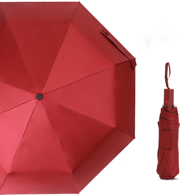 Only Jime Solid Color Three Folding Umbrella Small Fresh Black Plastic Sun Umbrella Sunscreen UV Protection Manual Windproof