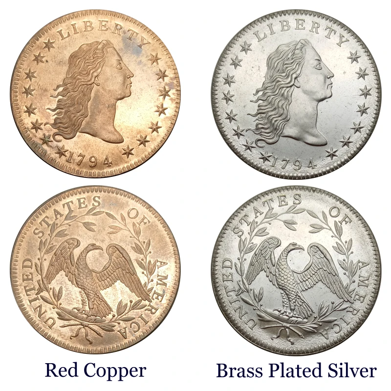 

United States Early Silver Dollars 1794 Flowing Hair Dollars Brass Plated Silver replica coins