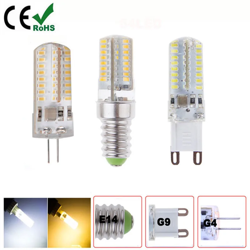 

Bombillas AC 90-265V corn lamp G9 G4 E14 Lampada 64LED 3014SMD Spot Light Lamps Bulb Energy Saving Capsule Bulbs Chandelier