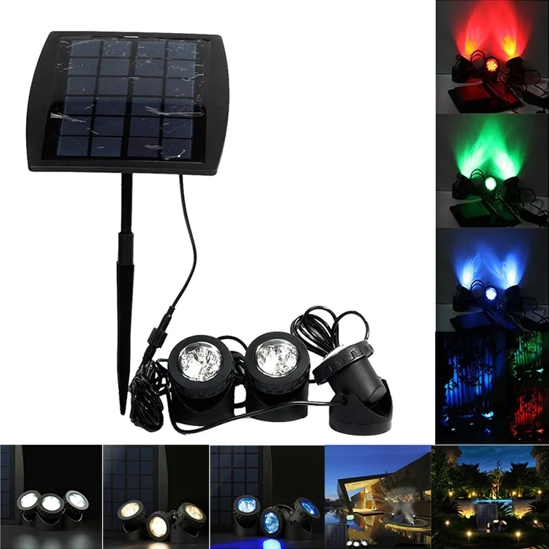 Solar Spotlight RGB 18 LED Landscape Projection Outdoor Security Night Light Adjustable Lighting Angle for Garden