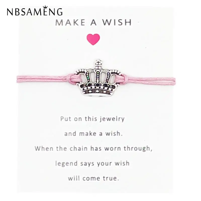 

2019 Fashion Simple Life Tree Leaf Shell Crown Charm Wish Bangles For Women String Bracelets Lovers Couple Adjustable Jewelry