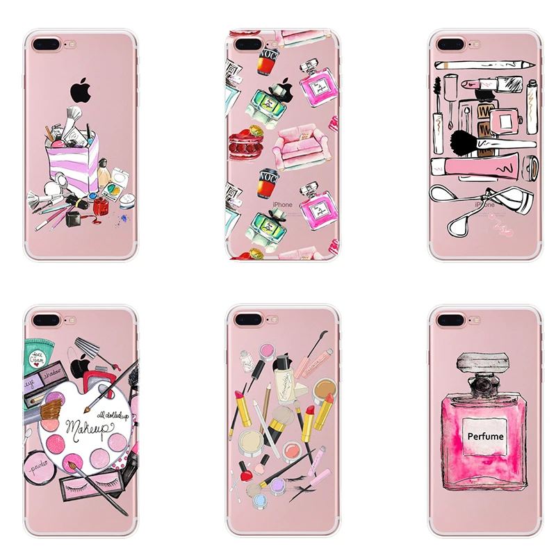 Phone Cases Lipstick Lip Makeups Cosmetics Transparent Soft TPU