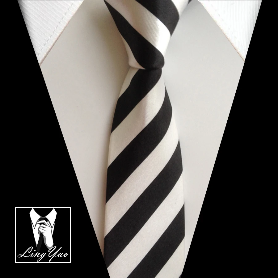 

HOT Fashion Classic Ties Black with White Diagonal Stripes Necktie 5cm Width Gravatas Free Shipping