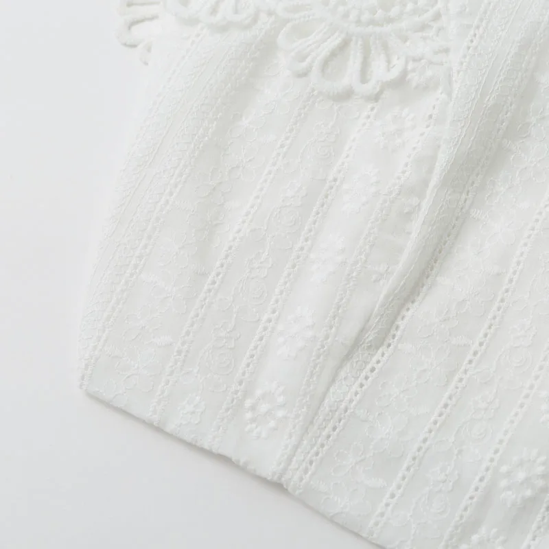 Мэлегант Вышивка Твердые белые женские кружевное короткое платье наборы повседневные пляжные кружевные платья костюмы с открытыми