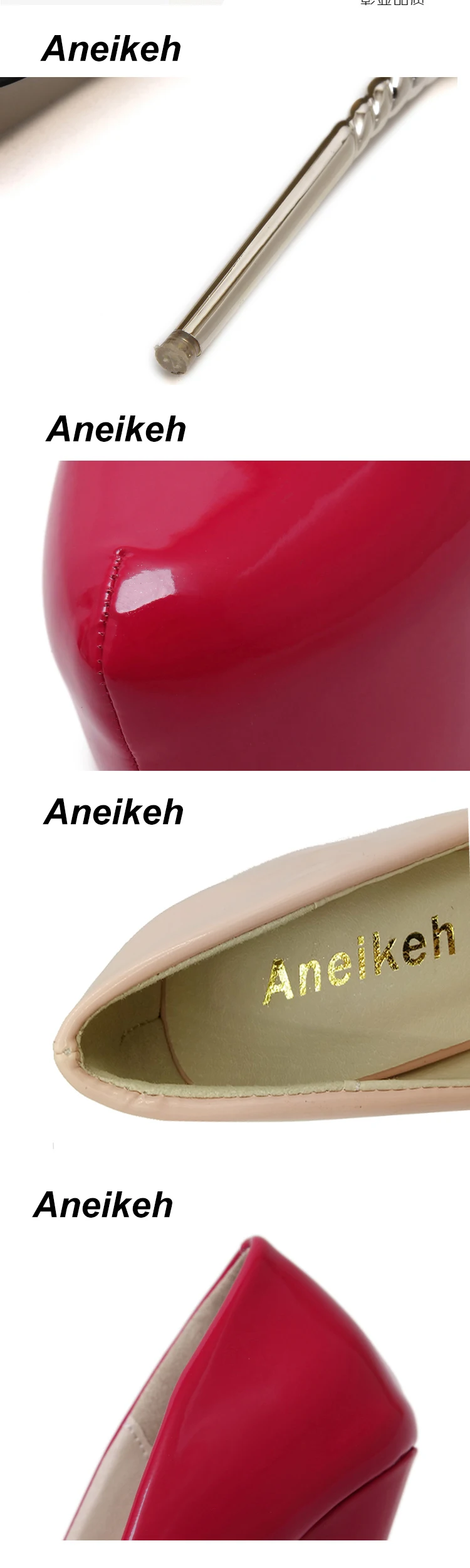 Aneikeh/Популярные Новые пикантные женские туфли-лодочки женская обувь на высоком каблуке 16 см с круглым носком вечерние туфли из лакированной кожи на шпильке размеры 34-40