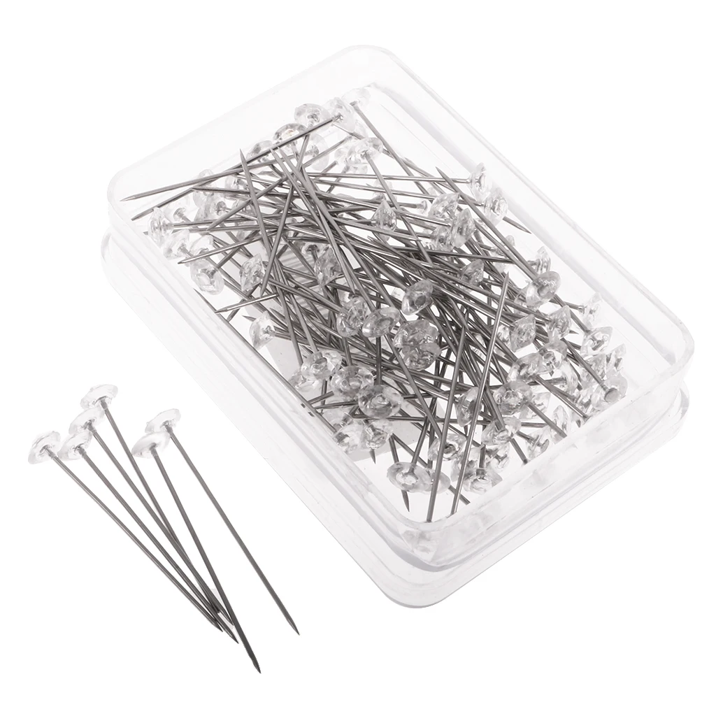 85pcs Clear Pearl Diamond Head Dressmaking Pin Decorating Sewing Scarf Pins for DIY Clothes Wedding Dresss Garment Clips Tools