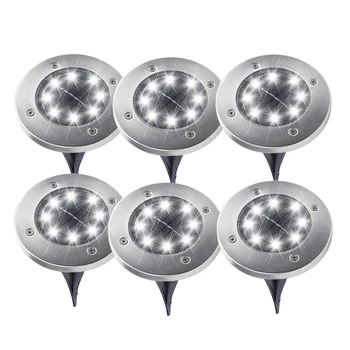 

Thrisdar 6PCS Outdoor Solar Ground Buried Light 8LED Waterproof Landscape Pathway Solar Buried Floor Lamp Garden Security Lamps