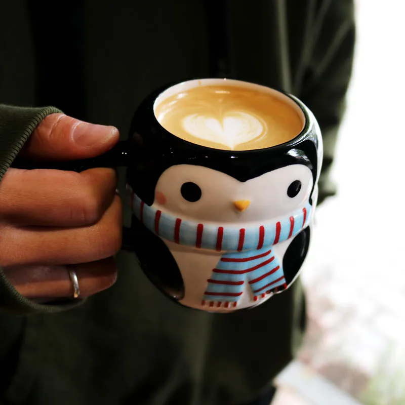Керамическая ручная роспись Пингвин Милая модель кружка/небольшая кофе кружка/детская чашка для воды небольшие дефекты