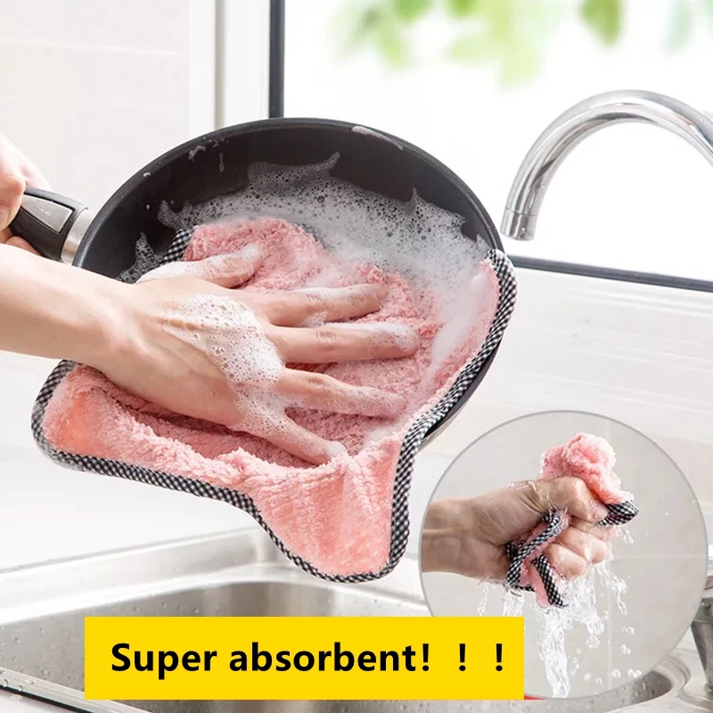 

Hangable Small Fresh Coral Fleece Towel Kitchen Rag Towel Absorbent Rag Cloth Dish Cloth Cleaning Cloth Wholesale Custom