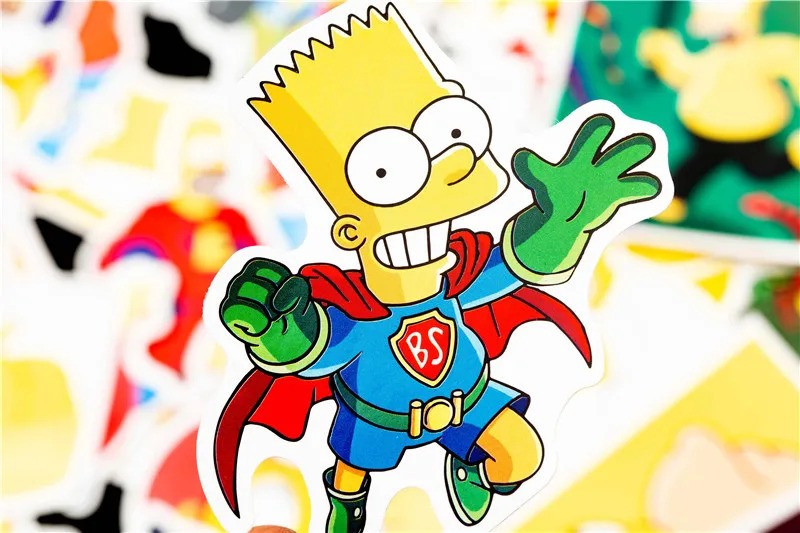 50pcsLot Funny Anime Cartoon Simpsons Graffiti Stickers For Moto Car & Suitcase Cool Laptop Stickers Skateboard Kids Stickers (11)