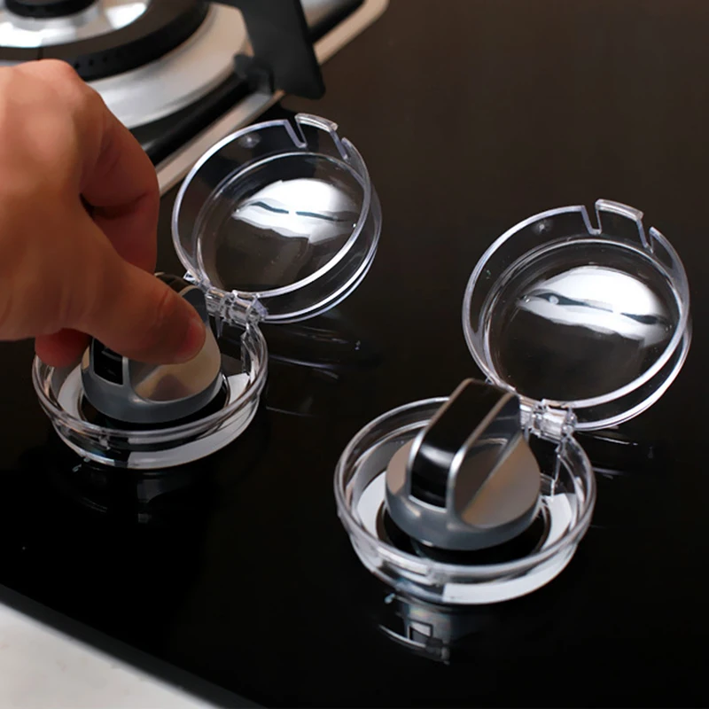 2 Pcs/Lot Clear Kitchen Stove Gas Knob Covers Protector Gas For Children's Safety Kids Safety Plastic protection safety lock