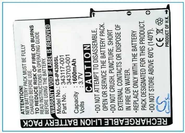 Аккумулятор для ПК Cameron Sino 1560 мАч HP iPAQ 4300 4315 4350 4355 343117-001 PE2080B PE2081BS PDA карманный |