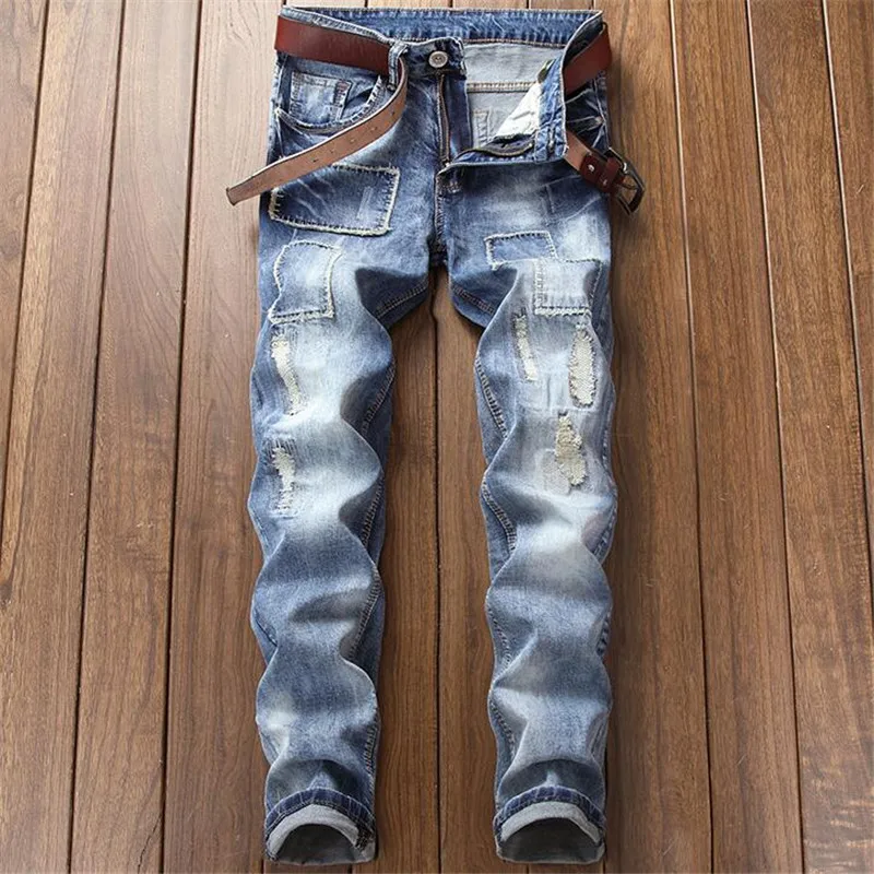 

New Hip-hop Men Jeans Masculina Casual Denim Trousers Men's Slim Jeans Pants Brand Biker Jeans Skinny Rock Ripped Jeans Homme