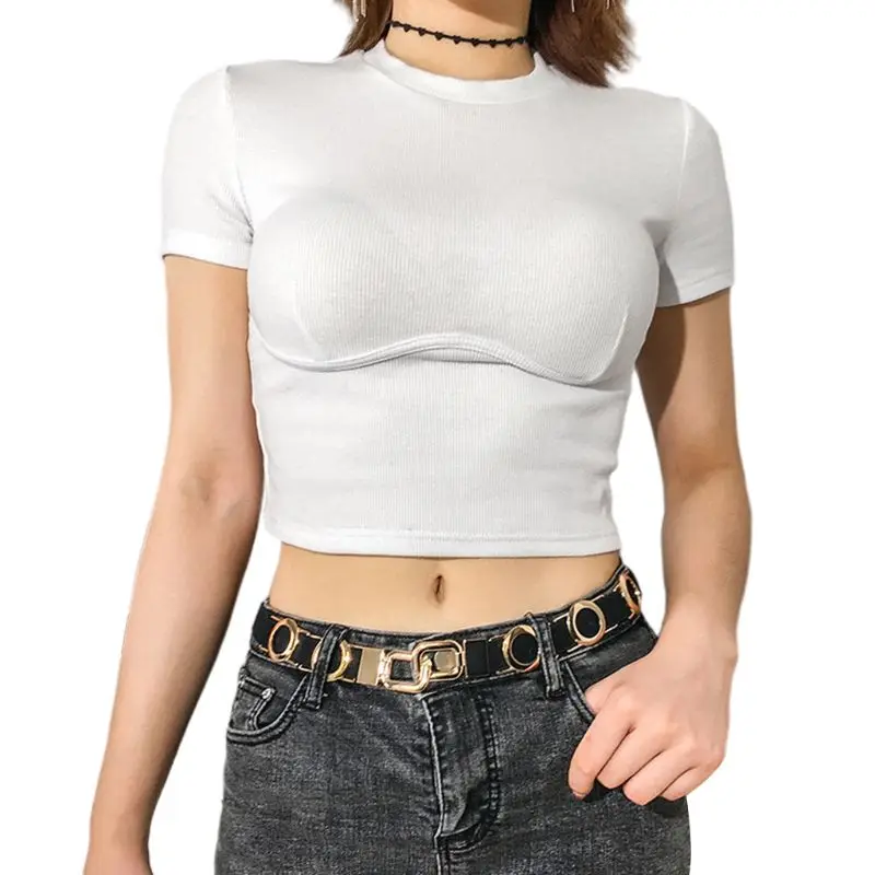 

Women Summer Beach Short Sleeve T-Shirt Slim Gym Sports Crop