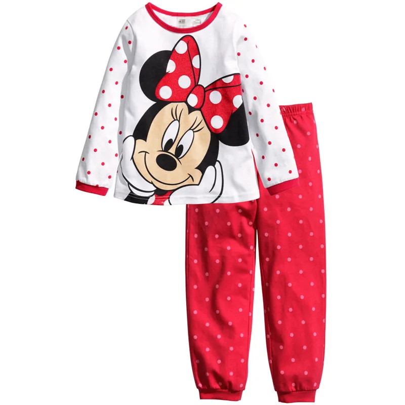 Minnie Mickey Cartoon Pajamas For Baby Girls Cute Elsa Anna T shirt+ Pant 2PCS Pajama Sets Casual Kids Girl Sleepwear Outfits