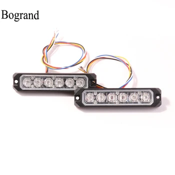 

Bogrand Car Auto Signal Emergency Lights 18w Warning Light Bar 24v Led Strobe Light Car Synchronous Flashing 6 Led Lamp
