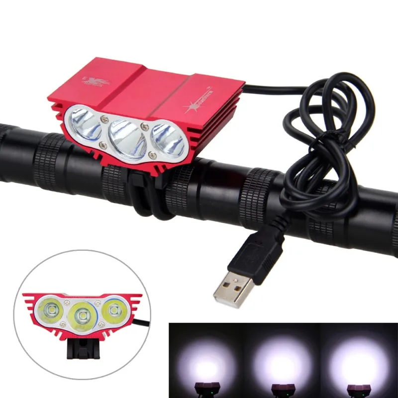 Водонепроницаемый 3XT6 светодиодный велосипедный светильник 10000лм передний велосипедный головной светильник для ночного велоспорта 5 в USB фара только лампа без батареи