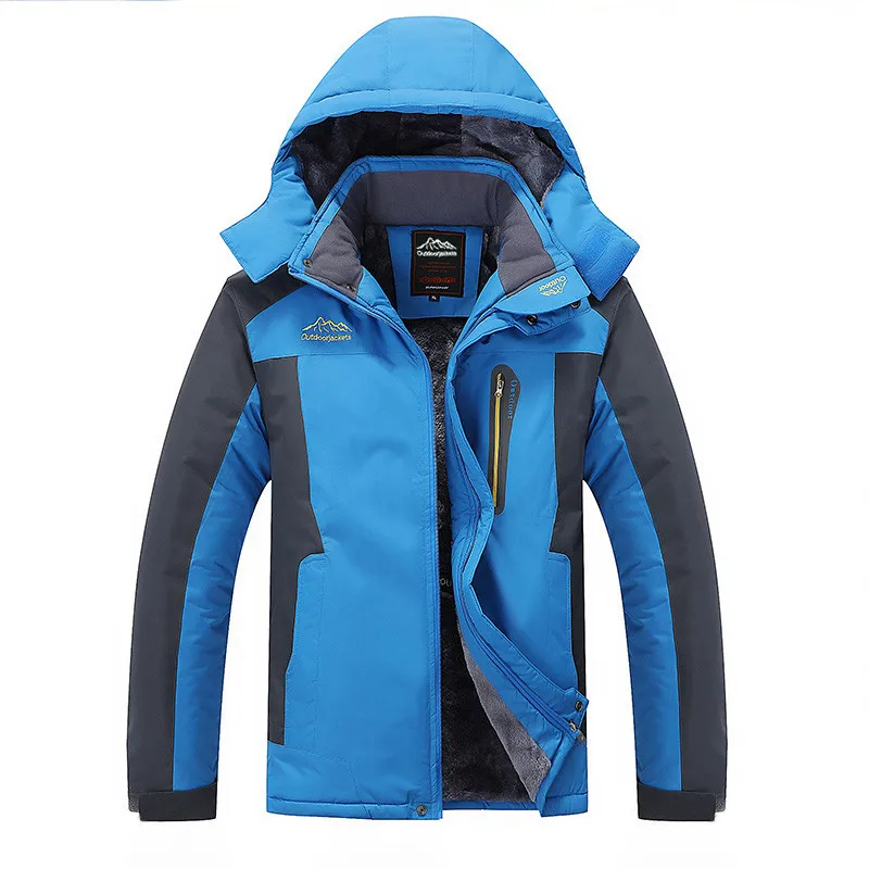 Мужские зимние куртки Водонепроницаемая походная куртка для активного отдыха с капюшоном флисовая Мужская ветровка Походное горное пальто плюс размер 8XL 9XL