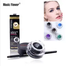 5 цветов, новая брендовая черная водостойкая гелевая подводка для век, косметическая гелевая подводка для глаз с кистью, 24 часа, долговечная для женщин