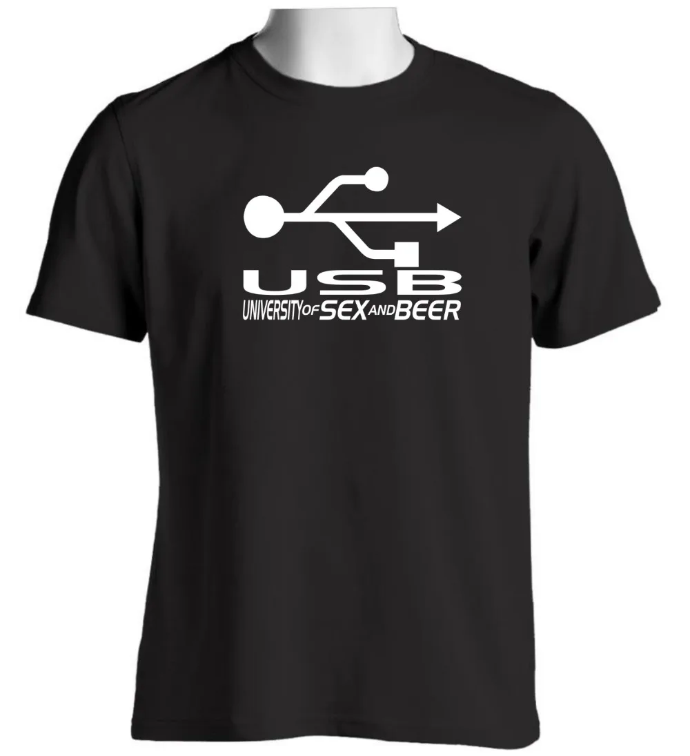 

Мужская футболка Usb Университет секса и пива со слоганом Рождественский подарок на день рождения 2019 брендовая одежда Мужская модная дизайнерская футболка с принтом