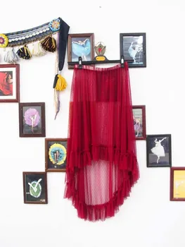 

Transparent thin belly dance leaf edges skirt CZ21