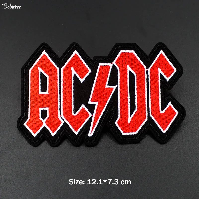 Мода красный ACDC Гладильные значки-нашивки рок-музыка наклейки вышивка аппликация для куртки джинсы DIY Пэчворк