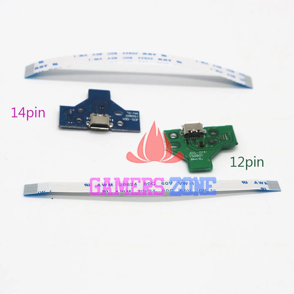

JDS-001 JDS-010 LED Power/Charge Board w/ Ribbon Cable for Sony PS4 Wireless Controller 12pin or 14pin