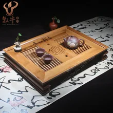 The mixed batch high-grade bamboo tea tray auspicious 50*36*8 Kung Fu tea gift custom LOGO