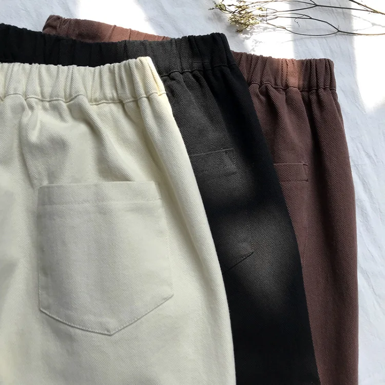 Hnadsome минимализм Pantalon Femme Мода Досуг прямые брюки плоские Харадзюку шаровары Mujer манжеты Spodnie Damskie