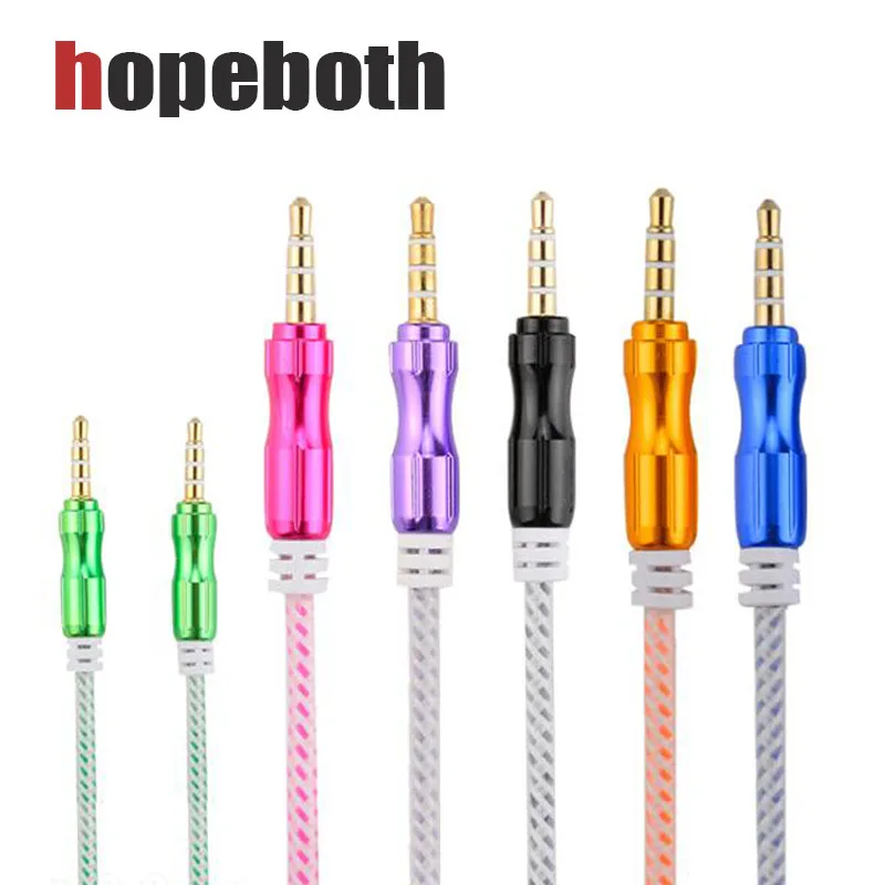 Goede Nieuwe Audio AUX Extention Kabel 5FT 1.5 M 3.5mm Gevlochten Geweven Draad Stereo Jack Mannelijke Lead Voor iPhone 7 6 Mobiele Speaker 200 stks partij