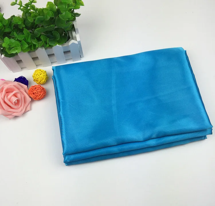Блестящая полиэфирная атласная ткань гладкая мягкая окрашенная 3 метра длина за штуку для платья подкладка пижамы Свадебная вечеринка сумка чехол для стула - Цвет: ACID BLUE