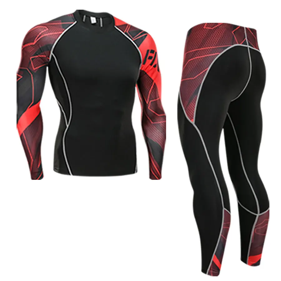 

Cool 2018 Sportswear Sets Men Compression Cycling Base Layers Joggers Quick Dry Trousers Fitness Crossfit Mens Leggings MMA Fash