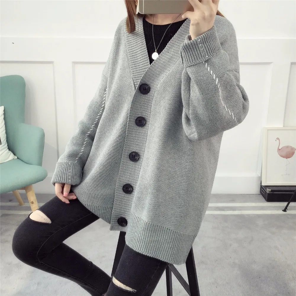 

2019 New Women's Coarse Wool Sweater Warm Spring Autumn Winter Casual Sleeved Cardigans