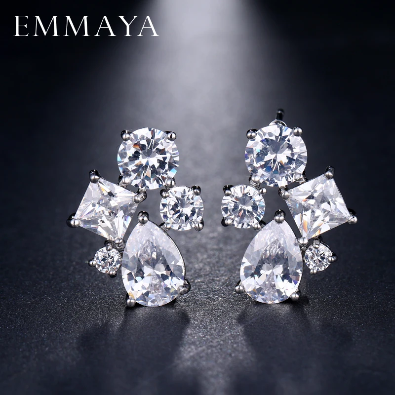 

EMMAYA Trendy Fashion Jewelry Brand Cz Crystal Earrings Wedding Statement Stud Earrings For Women
