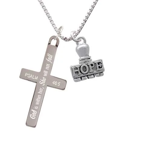 HOPE Stamp - She will not Fall - Cross Necklace (1)