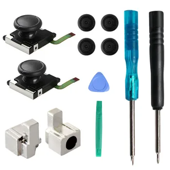 

Bevigac 2pcs 3D Replacement Analog Joysticks + 4pcs Thumb Grips Caps + 2pcs Metal Lock Buckles + Repair Tools Kit for Switch