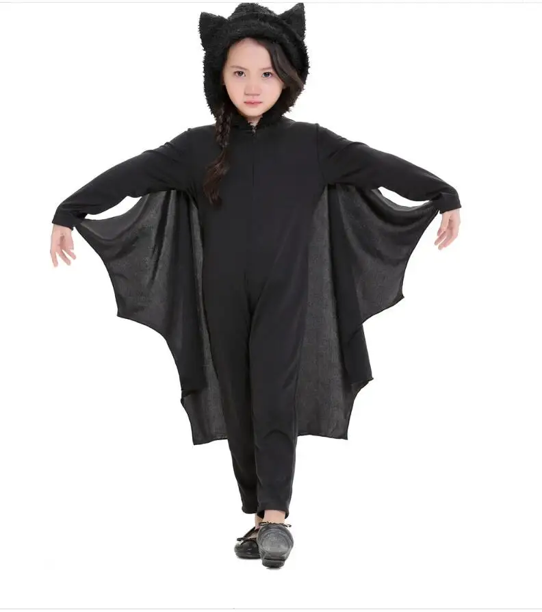 Kids halloween costume bat girl party fancy dress stage costume whole set