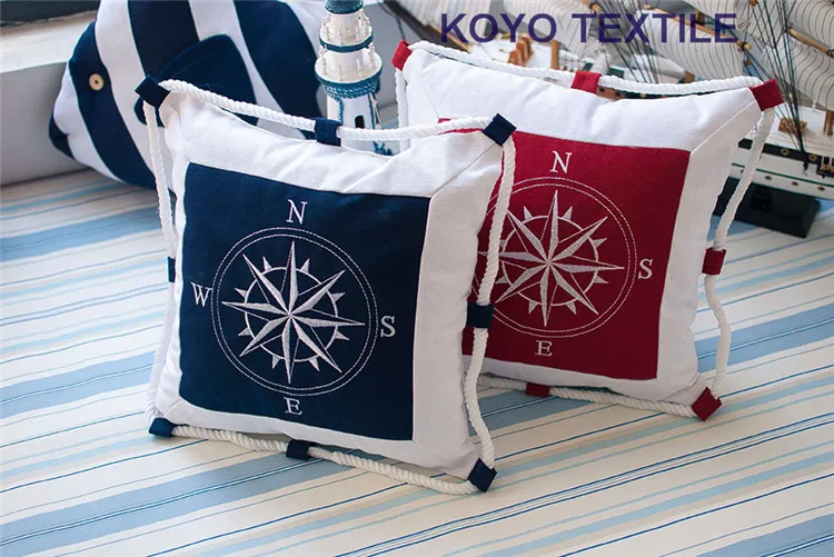 Printed Mediterranean Style Cotton Canvas Comp Rope Ocean Printed Mediterranean Style Cotton Canvas Comp Rope Ocean Navigation Nautical Decorative Cushion Cover Throw Pillows Case In From Home