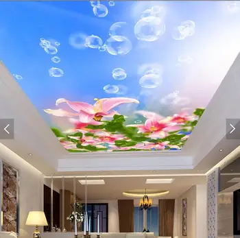 

3d room wallpaper custom mural non-woven Dream blue sky flowers bubble ceiling murals paintings photo 3d wall mural wallpaper