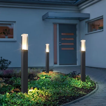 New Style Waterproof LED Garden Lawn Lamp Modern Aluminum Pillar Light Outdoor Courtyard villa landscape lawn bollards light thrisdar 10w modern garden fence post lawn lamp waterproof villa park courtyard pillar lawn light outdoor landscape light decor