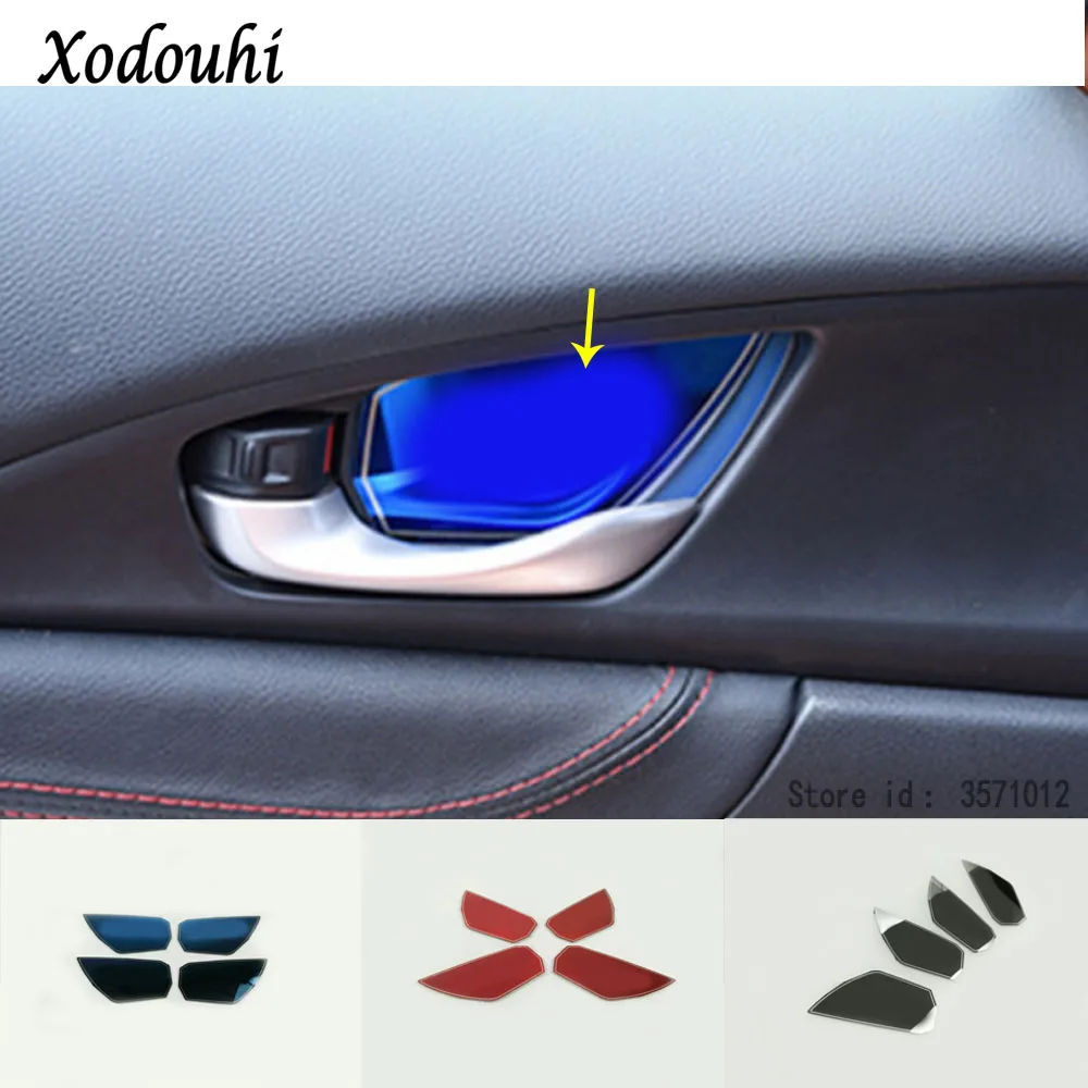 

Car protect detector handle trim stainless steel inner internal door stick 4pcs For Honda Civic 10th Sedan 2016 2017 2018