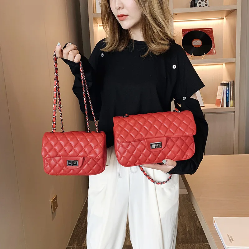  2019 New Chain Diagonal Women Messenger Bag Europe and America Rhombic Embroidery Line Small Square - 4000029986997