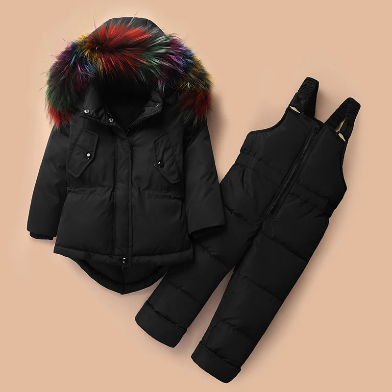 

2018 winter girl down jacket children snow wear boy down jacket natural fur luxury warm winter down jackets 1-3 Years