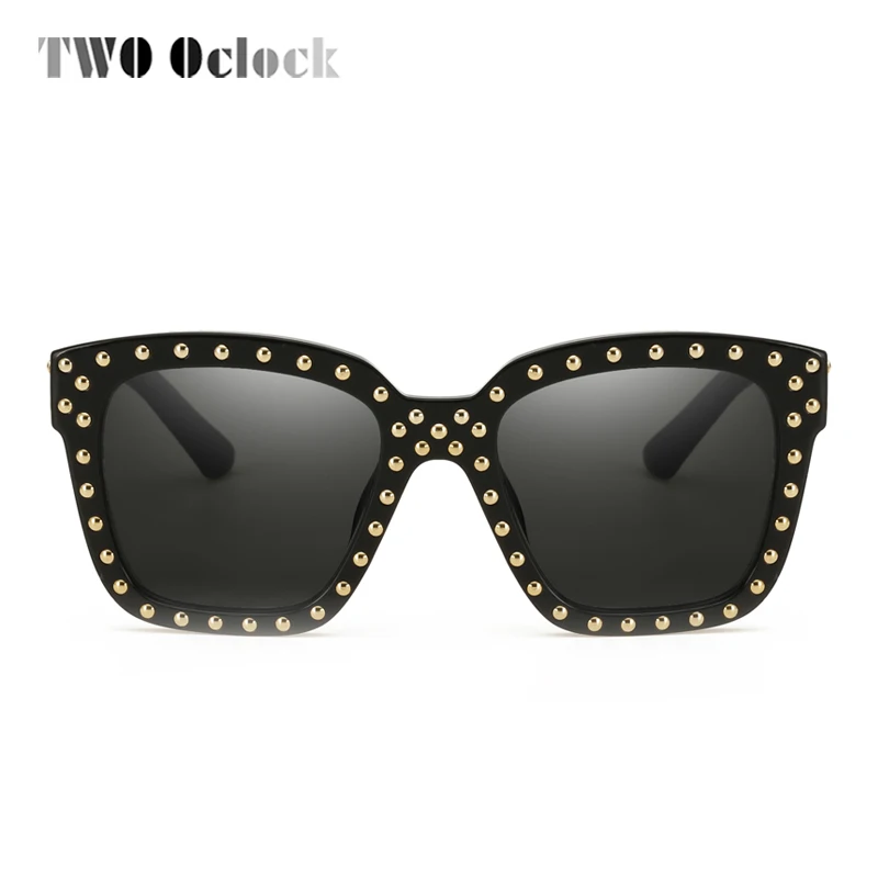 TWO Oclock Oversized Square Sunglasses Women Men Vintage Rivet Sun