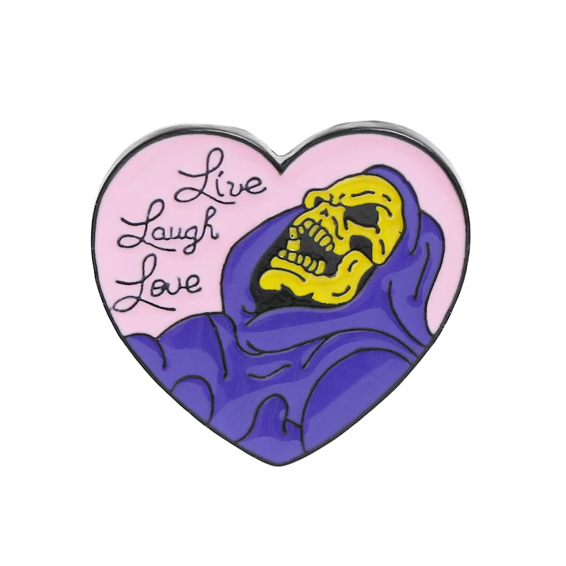 Live Laugh Love эмали штырь в форме сердца значок со скелетом нагрудный знак брошь для