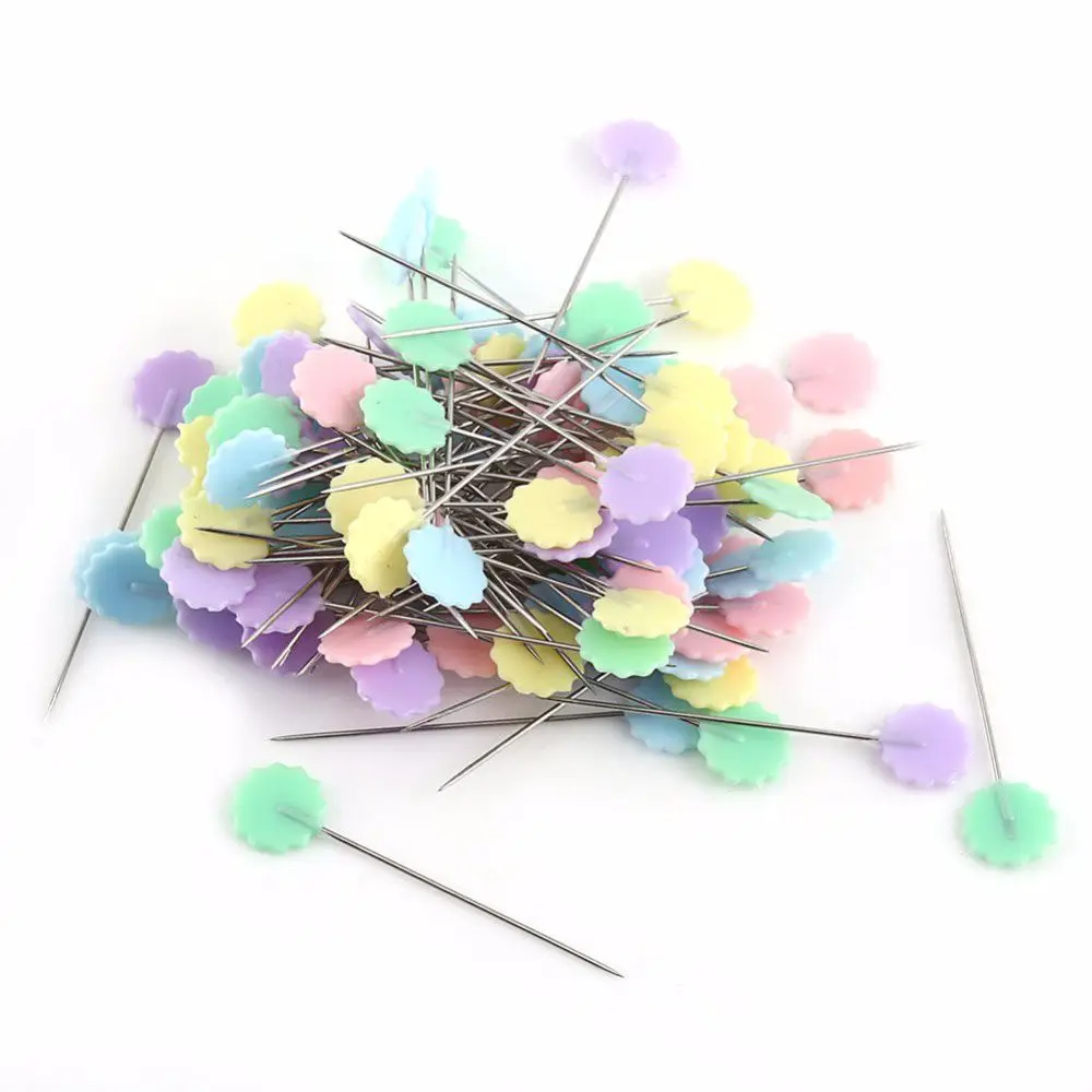 

50PCS/Pack Colorful Flower Button Bowknot Patchwork Pins Needles Sewing Quilting Marking School Office Supply