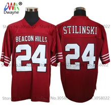 

Cheap American Football Jerseys #24 Stiles Stilinski TEEN WOLF TV Series Throwback jerseys Retro Red Stitched Shirt for Mens