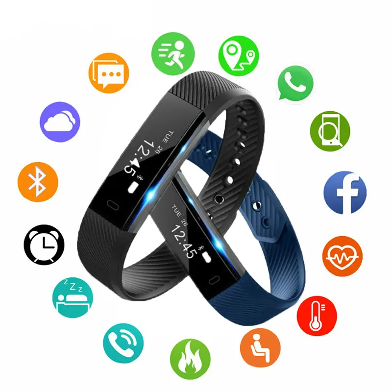 

Smart Bracelet Band Sleep Activity Fitness Tracker Alarm Clock Pedometer Wristband For IOS Android pk Fitbits Smartband women