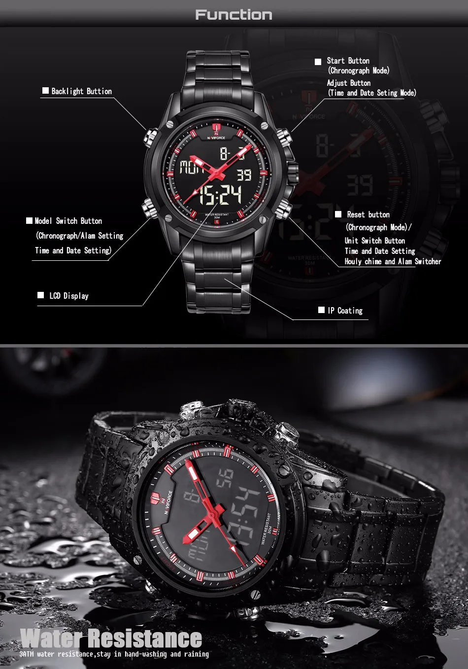 Топ люксовый бренд NAVIFORCE мужские военные водонепроницаемые светодиодный спортивные кварцевые часы Мужские наручные часы relogio masculino