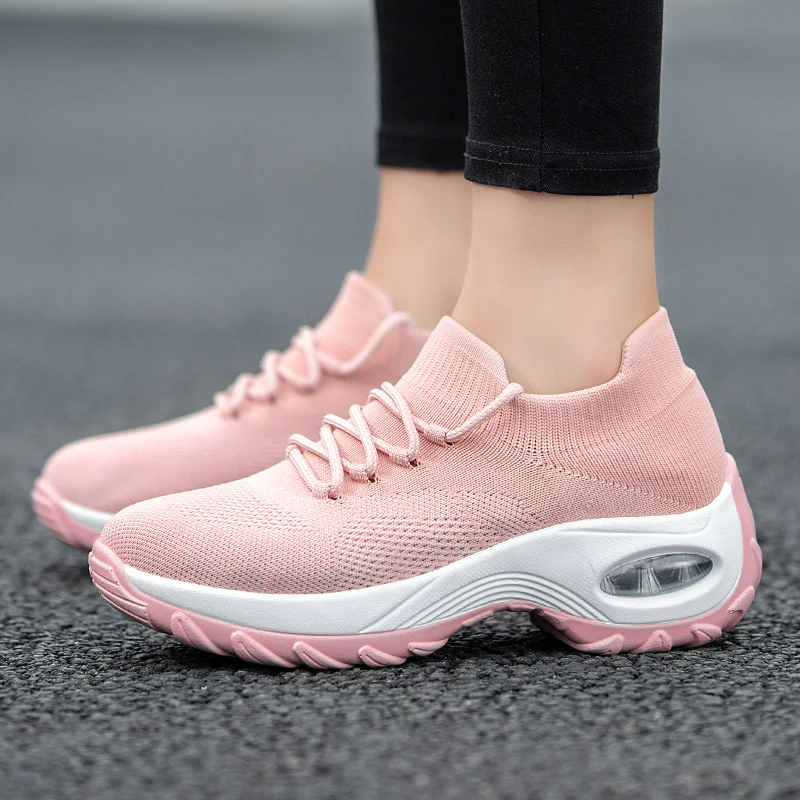 Baideng Women Sneakers Running Shoes Platform Sports for Woman Mesh Breathable Cushioning Sock Sneakers Athletic Shoes 42